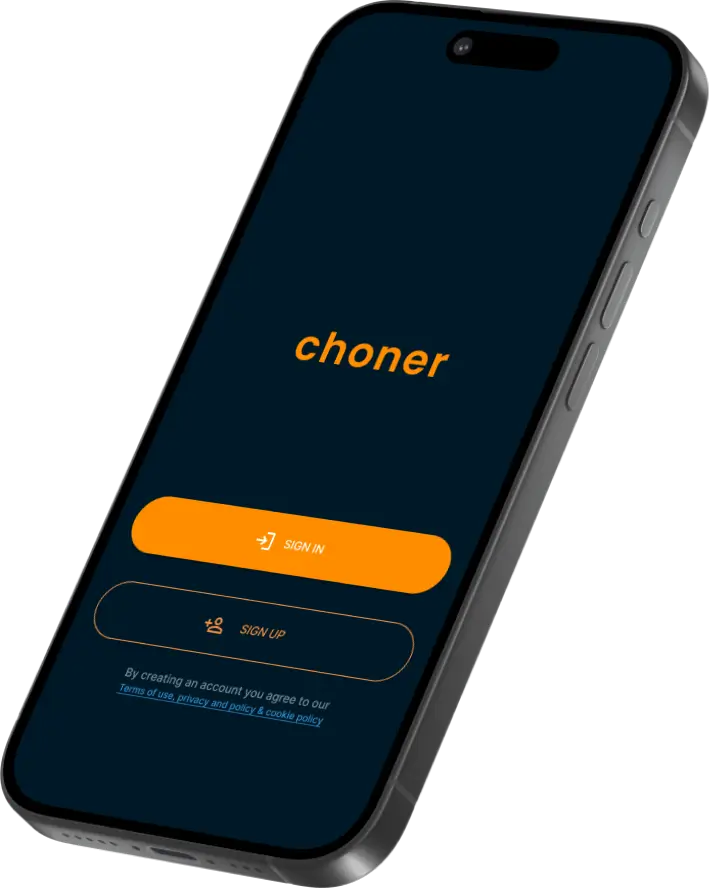 Choner sign in screen on phone